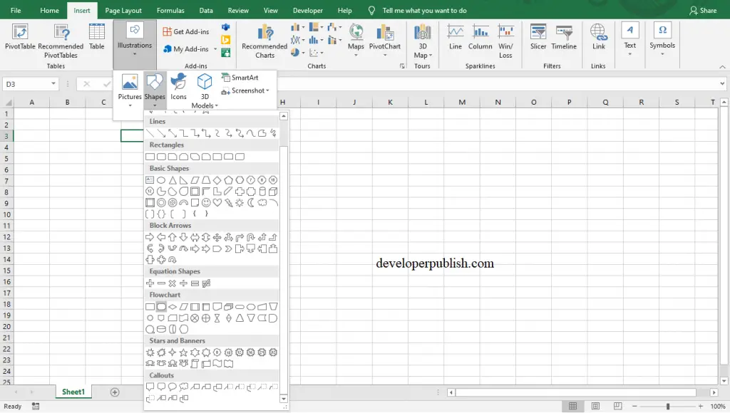 How to Draw a flowchart in Excel?