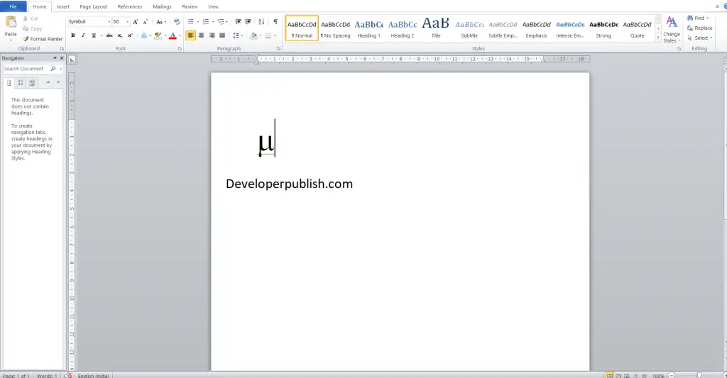 How to Insert micro sign mu (μ) symbol in Word?