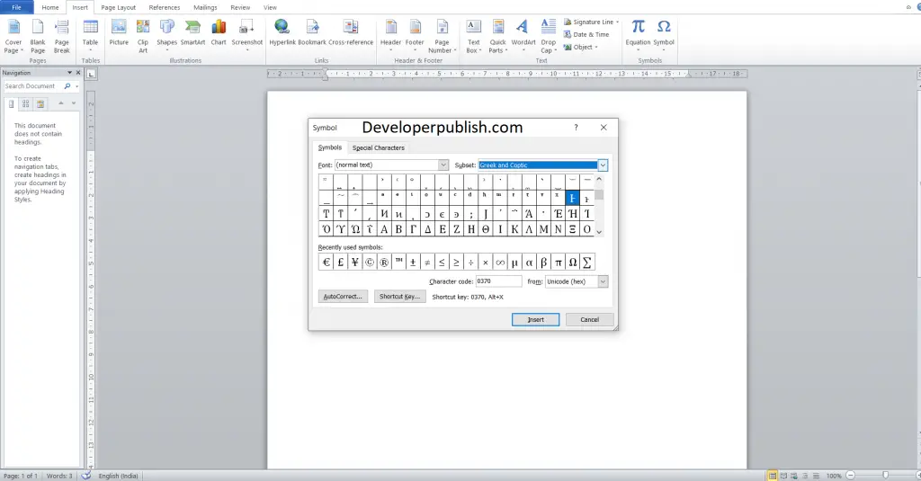 How to Insert micro sign mu (μ) symbol in Word?