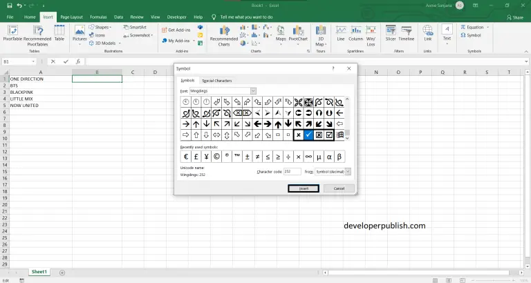 5 Best Ways to Insert a tick symbol and Cross mark in Excel