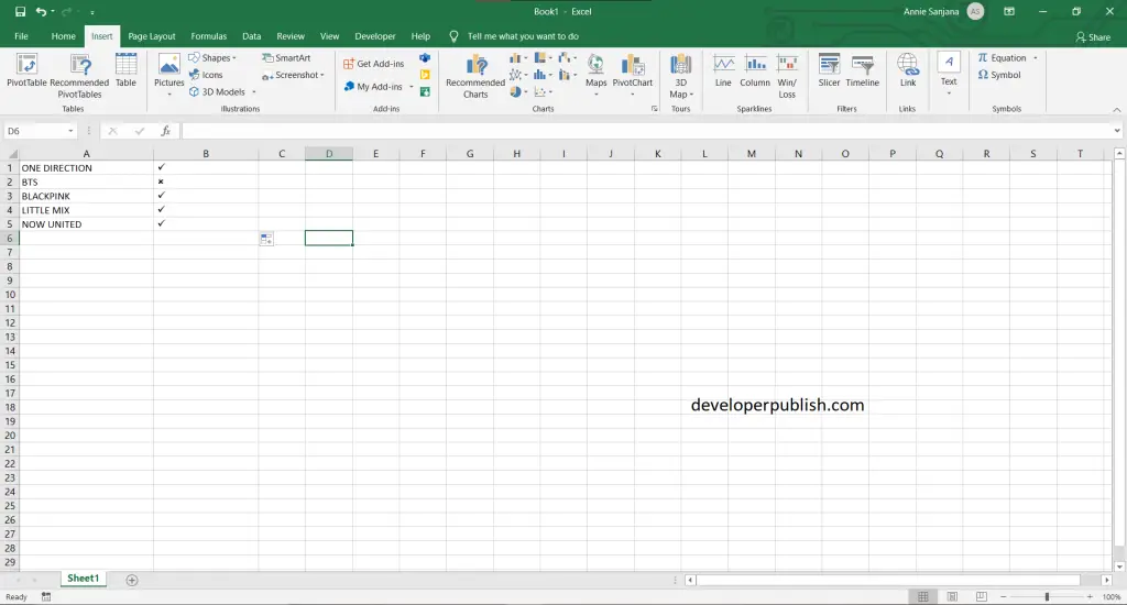 5 Best ways to insert a tick symbol and cross mark in Excel