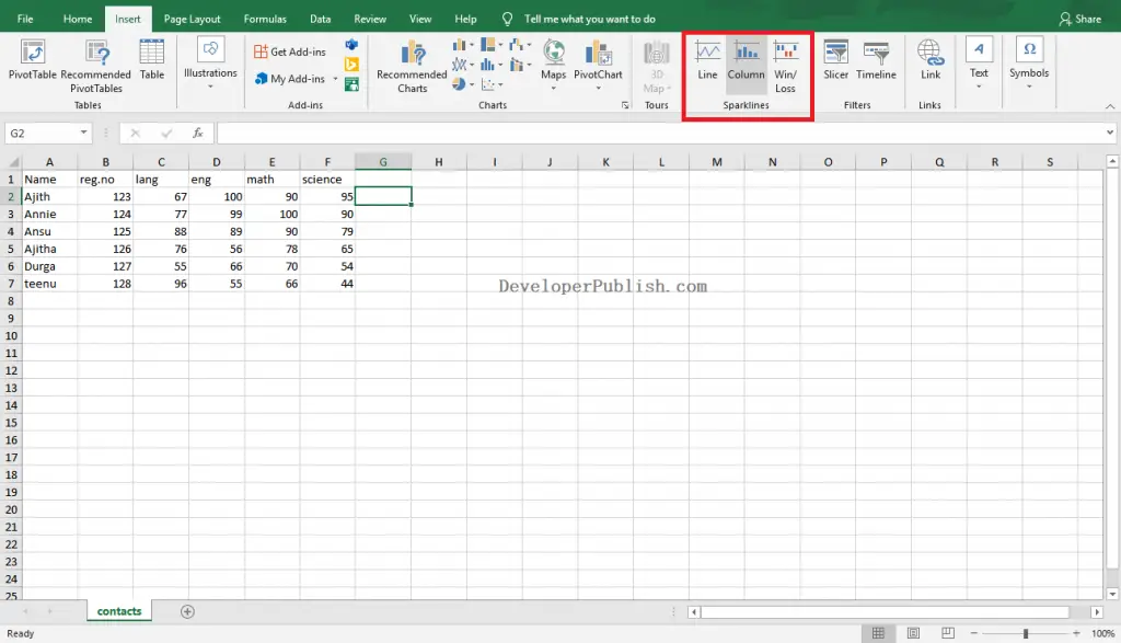 How to add Sparklines in Excel?