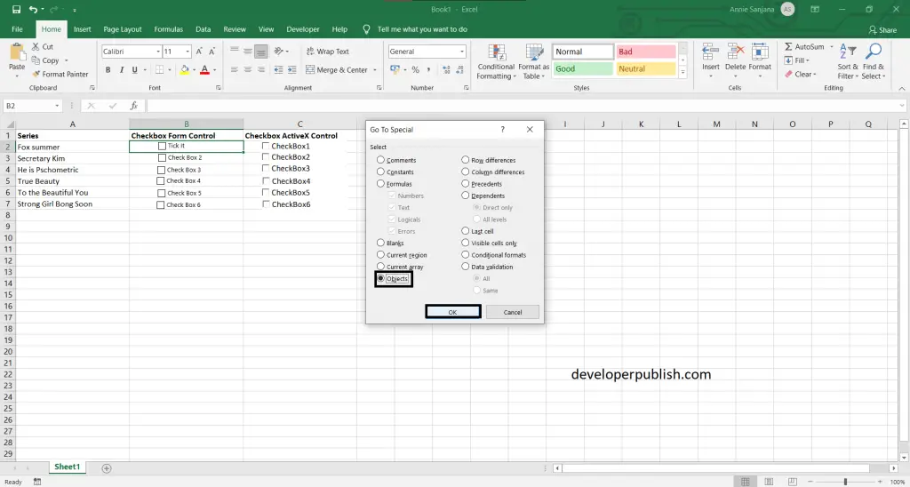 How to add and delete multiple checkboxes in Excel?