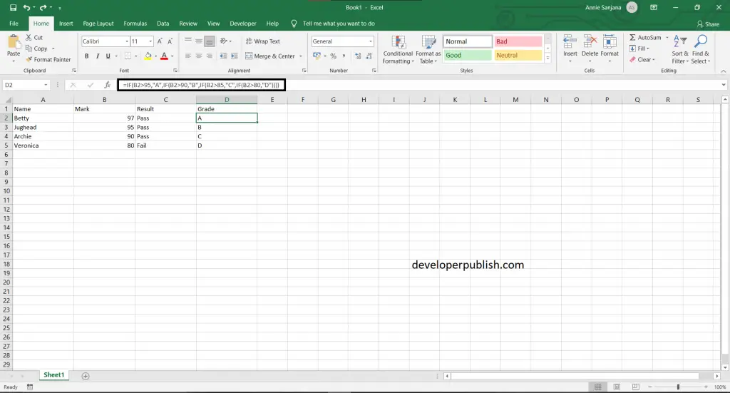If Statement in Excel