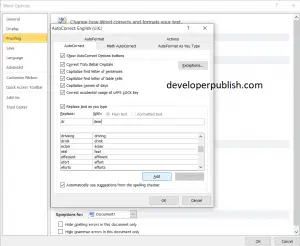 Autocorrect feature in Microsoft Word - Developer Publish