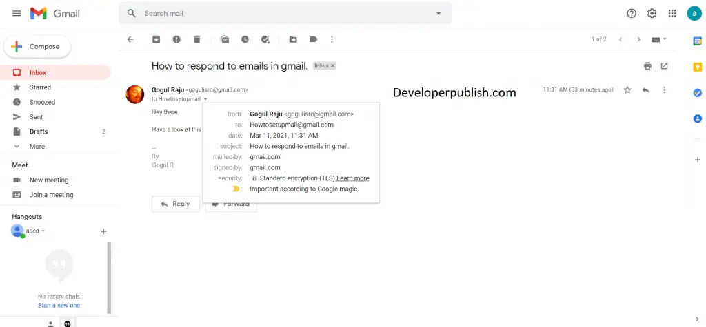 Reading options in Gmail