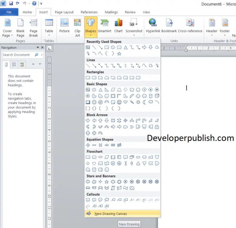 Drawing Canvas in Word - DeveloperPublish Tutorials