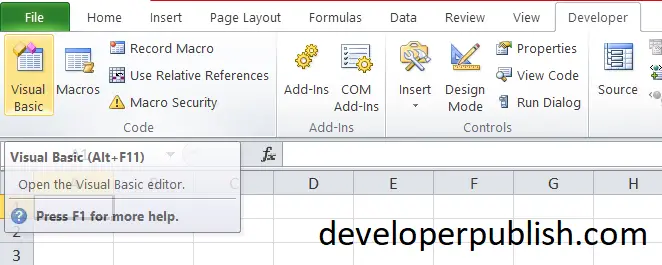 Sample program using the macros in Excel