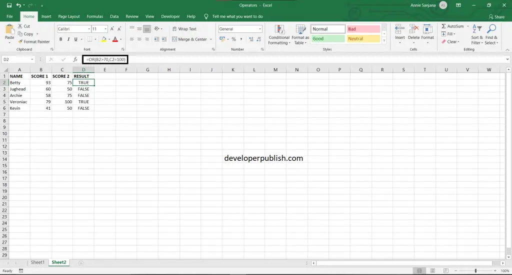 How to use Logical OR Function in Microsoft Excel ?