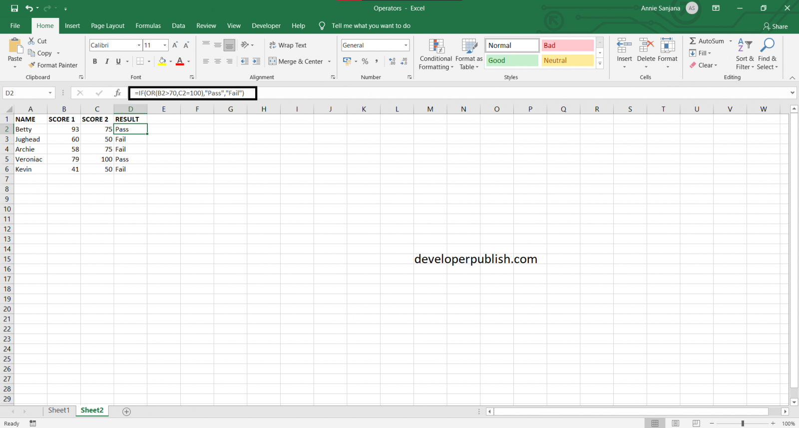 How to use Logical OR Function in Microsoft Excel