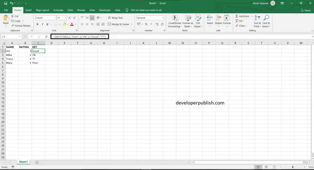 How to use Switch Function in Excel? - Excel Tutorials