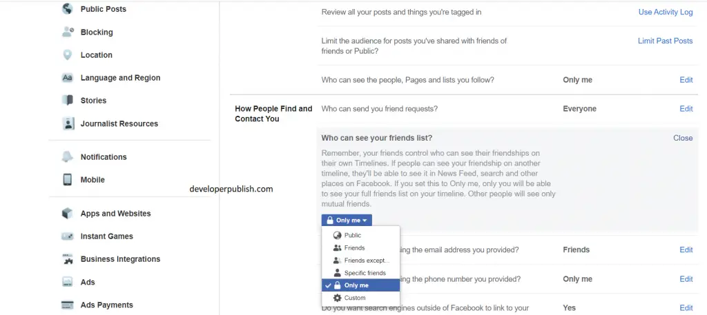 How to Hide Facebook Friend List from Other Visitors?