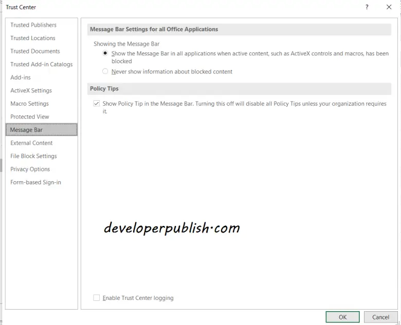 macro-security-settings-in-microsoft-excel-developer-publish