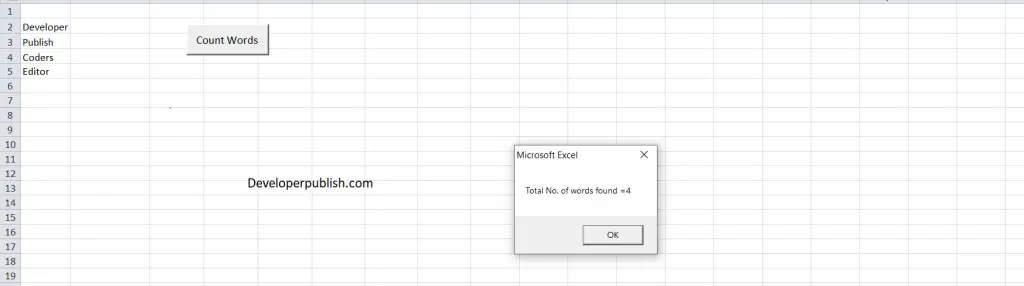 Count Words in Spreadsheet in Excel VBA