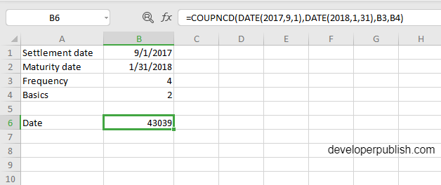 COUPNCD Function in Excel