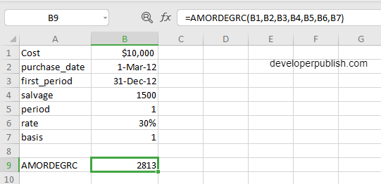 How to use AMORDEGRC function in Excel?