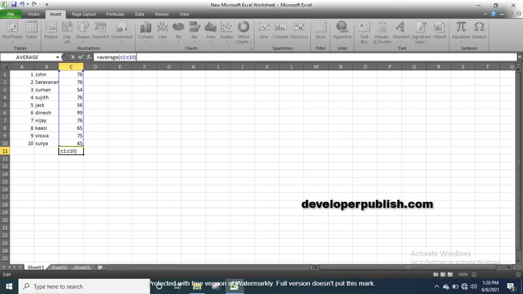 How to use AVERAGE function in Microsoft Excel?