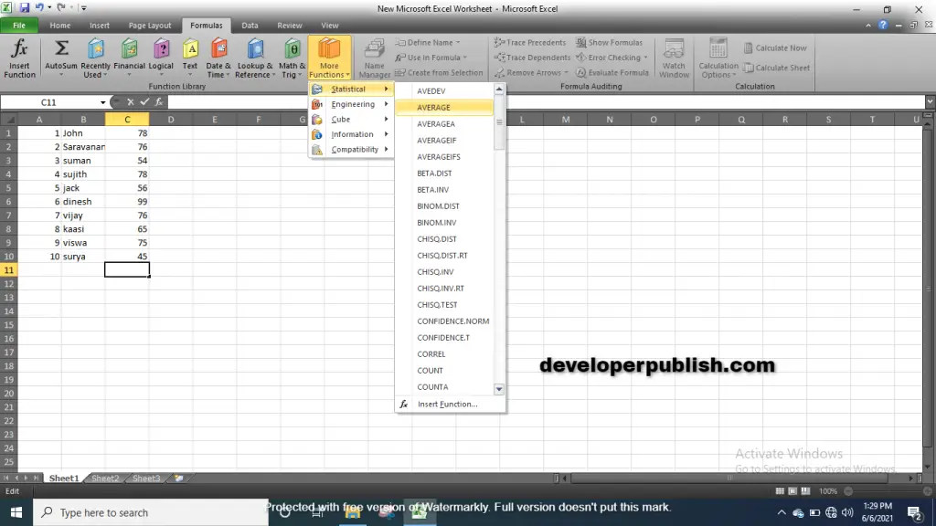 How to use AVERAGE function in Microsoft Excel?