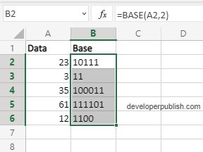 How to use BASE function Excel?