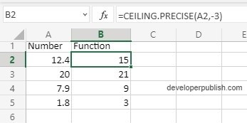 How to use Ceiling.precise function in Excel?