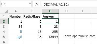 How to use DECIMAL Function in Excel?