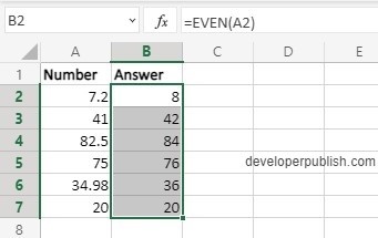 EVEN Function in Excel