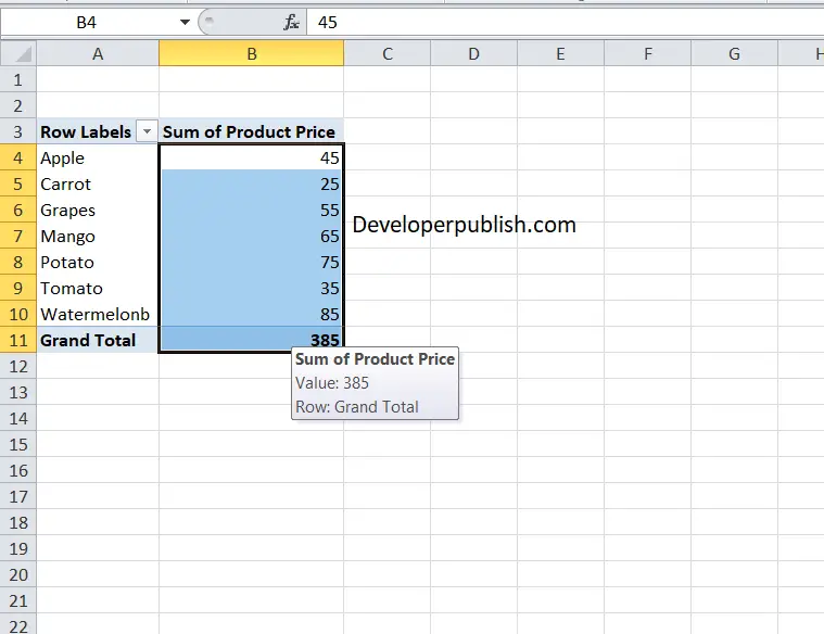 pivot tables in excel values