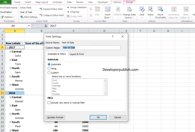 Subtotals and Grand totals in Excel Pivot tables - Developer Publish