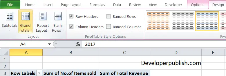 Subtotals and Grand totals in Excel Pivot tables