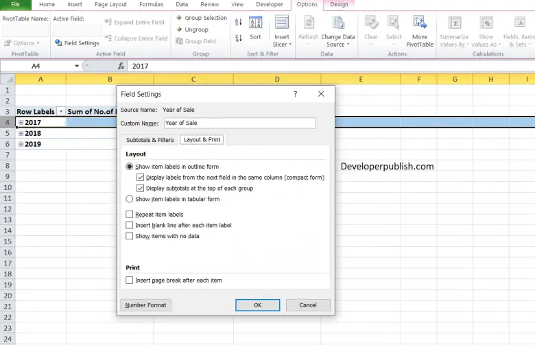 Report Layout in Excel Pivot Table - Excel Tutorials