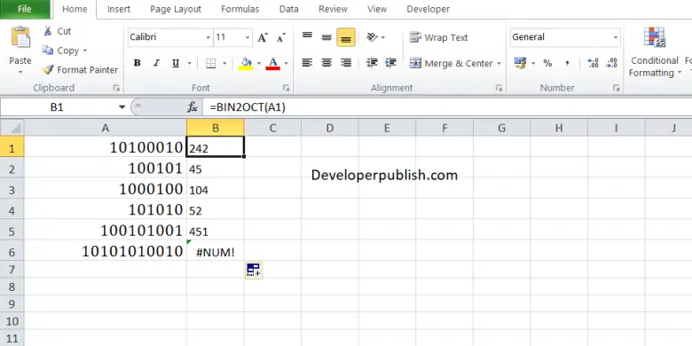 How to use BIN2OCT Function in Excel? - Developer Publish