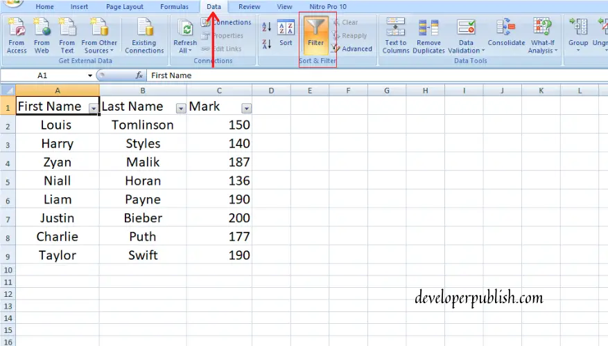 Number and Text Filters in Excel