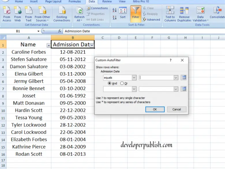 How To Use Date Filters In Excel Developer Publish 1522