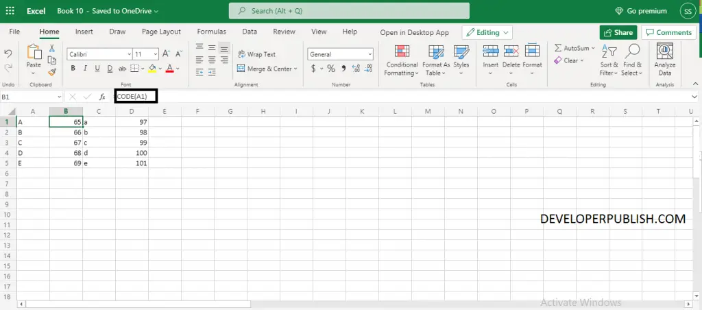 How to use CODE function in Excel?  