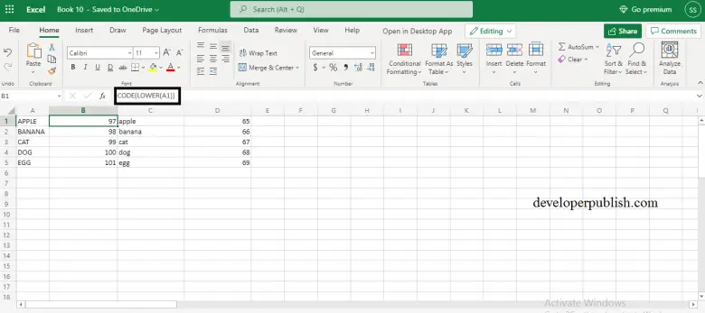 How to use CODE function in Excel? - Developer Publish