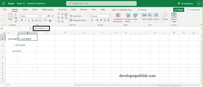 DOLLAR Function in Excel