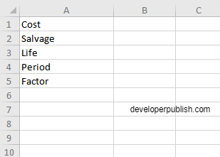 How to use the DDB function in Excel?