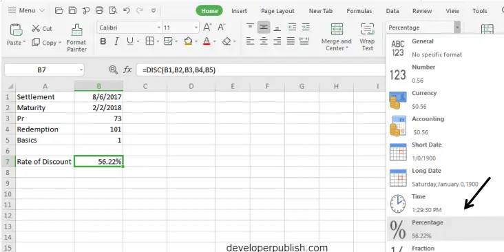 DISC Function in Excel