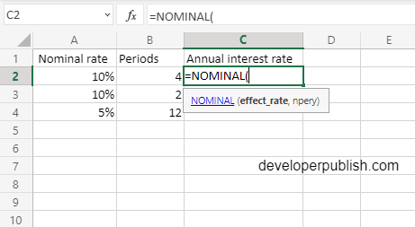 How to use the NOMINAL function in Excel?