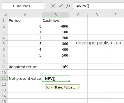 How to use the NPV function in Excel?