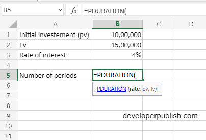 PDURATION Function in Excel