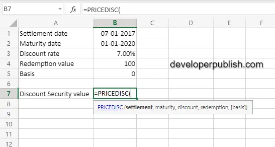 PRICEDISC Function in Excel