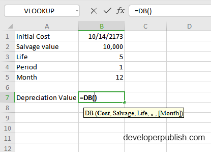 DB Function in Excel