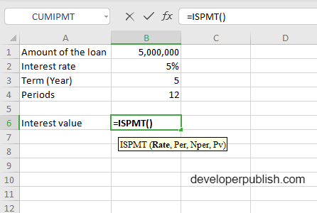 ISPMT Function in Excel