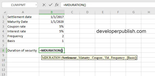 MDURATION Function in Excel
