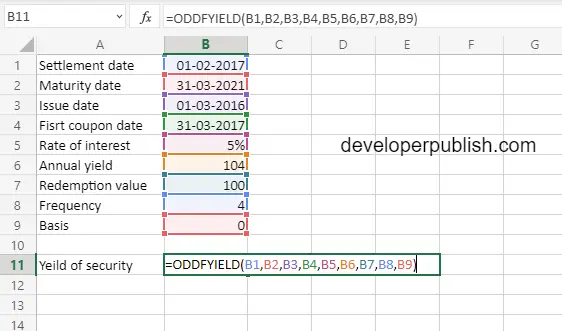 How to use ODDFYIELD function in Excel?