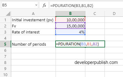 PDURATION Function in Excel