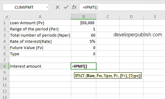 IPMT Function in Excel