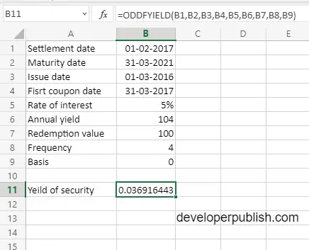 ODDFYIELD Function in Excel