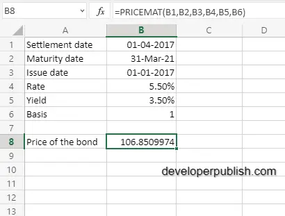 How to use the PRICEMAT function in Excel?